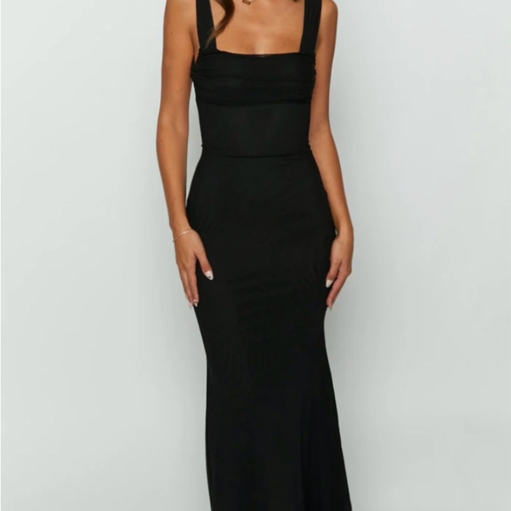 Black Bodycon Maxi Dress Square Neck